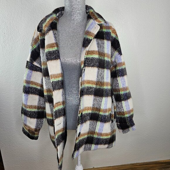 Love Poem Shacket Button Front Plaid Coat - Picture 7 of 7